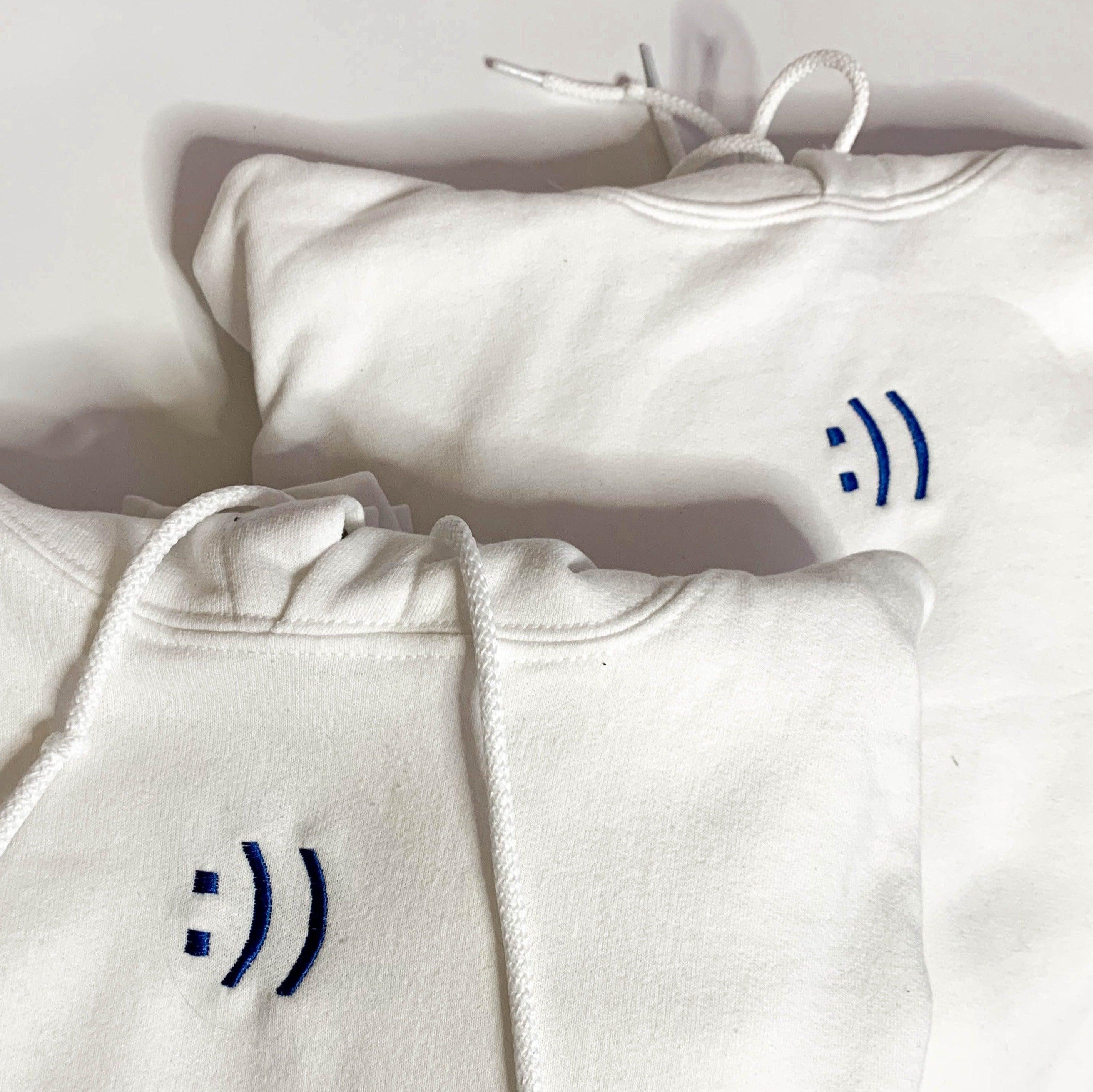 Custom Happy Face Embroidered Matching Set Couple Sweatshirt Hoodies