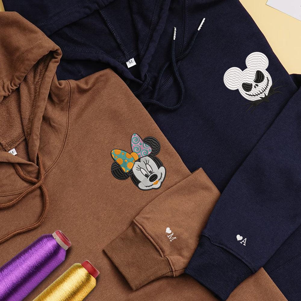 Custom Matching Hoodies for Couples, Playful Cartoon Inspired Embroidered Matching Hoodie