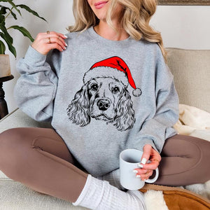 Custom Pet Christmas Sweatshirt - Personalized Dog/Cat Santa Hat Graphic Crewneck