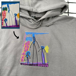 Personalized Kids Drawing Sweatshirt | Custom Embroidered Art Hoodie | Unique Gift for Mom, Dad, or Grandparents