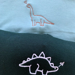 Custom Dinosaurs Embroidered Matching Set Couple Sweatshirt Hoodies - mymatchhoodie