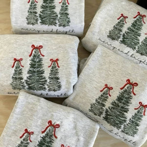 Christmas Embroidered Sweatshirt – Cozy Holiday Tree Design