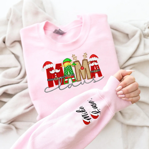 Custom Claus Family Embroidered Christmas Sweatshirt β Personalized Name Holiday Crewneck