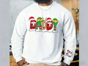 Custom Claus Family Embroidered Christmas Sweatshirt β Personalized Name Holiday Crewneck