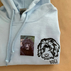 Custom Embroidered Pet Portrait Hoodie / Sweatshirt – Personalized Outline Pet Face Gift