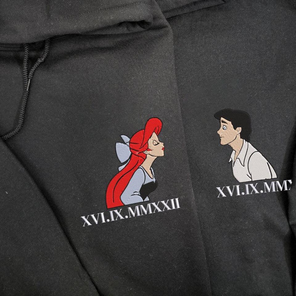 Custom Couples Matching Embroidered Sweatshirt, Prince and Princess Anniversary Roman Numeral Embroidered Sweater, Couple Matching Sweater