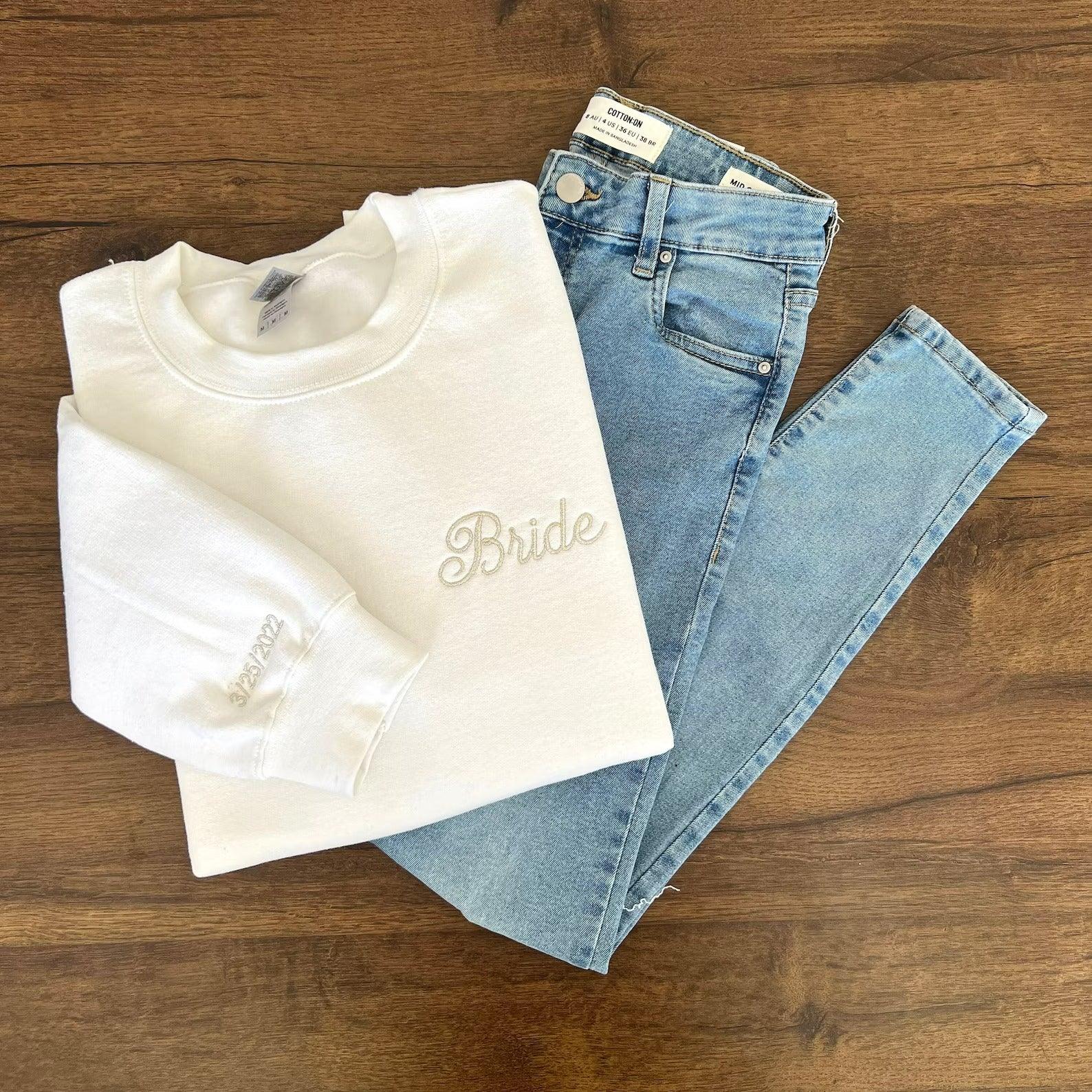 Custom Bride Engagement Gift Embroidered Matching Set Couple Sweatshirt Hoodies