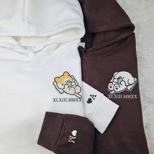 Custom Embroidered Hoodie | Couple Matching Sweatshirts | Cute Cat & Dog Design
