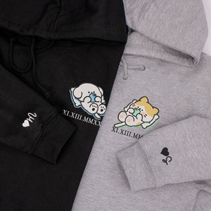Custom Embroidered Hoodie | Couple Matching Sweatshirts | Cute Cat & Dog Design