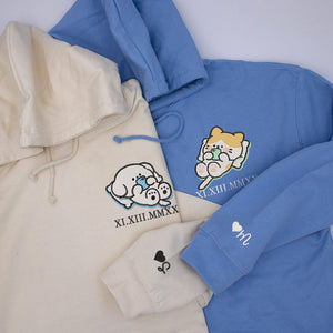 Custom Embroidered Hoodie | Couple Matching Sweatshirts | Cute Cat & Dog Design