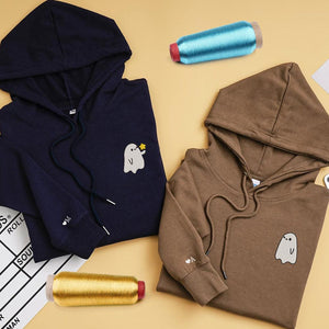 Custom Embroidered Ghost Spooky Season Couples Embroidered Hoodies V2 - mymatchhoodie