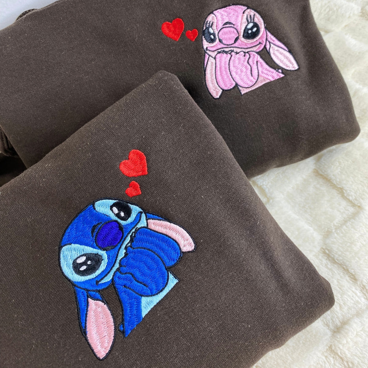 Custom Couples Hoodie, Personalized His & Her Hoodie With Cute Alien Embroidery