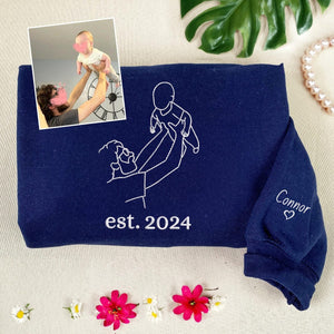 Custom Dad Sweatshirt Photo, Dad Portrait Hoodie Embroidered, Sweatshirts For Dads, New Dad Sweatshirt, Father's Day Gift