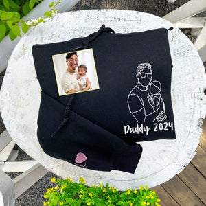 Custom Dad Sweatshirt Photo, Dad Portrait Hoodie Embroidered, Sweatshirts For Dads, New Dad Sweatshirt, Father's Day Gift
