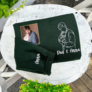 Custom Dad Sweatshirt Photo, Dad Portrait Hoodie Embroidered, Sweatshirts For Dads, New Dad Sweatshirt, Father's Day Gift