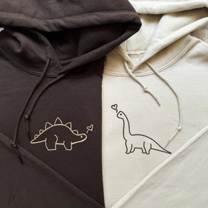 Custom Dinosaurs Embroidered Matching Set Couple Sweatshirt Hoodies - mymatchhoodie
