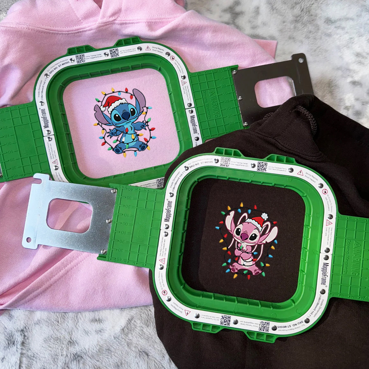 Custom Embroidered Adorable Alien Cartoon Duo Christmas Hoodie with Lights, Cozy Holiday Style Sweatshirt Matching for Couples