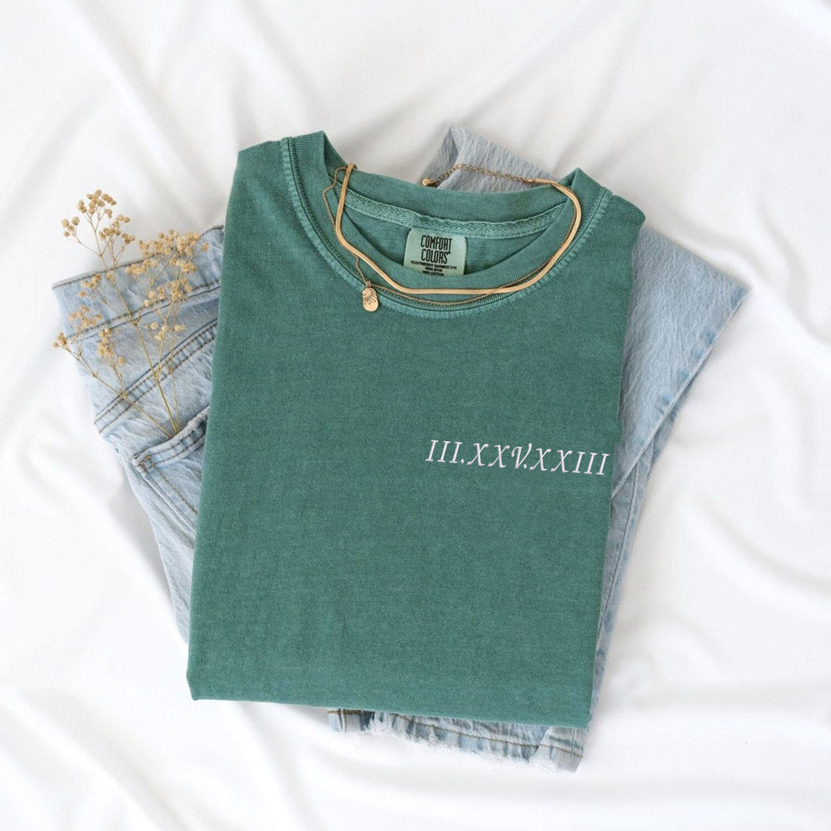 Custom Embroidered Anniversary Date Matching T-shirts for Couples