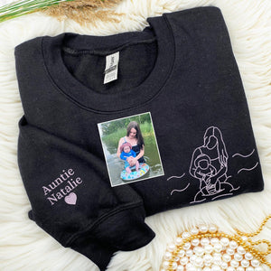 Personalized Mother's Day Gift | Custom Embroidered Mama Sweatshirt | Unique Gift for Moms with Photo Portrait