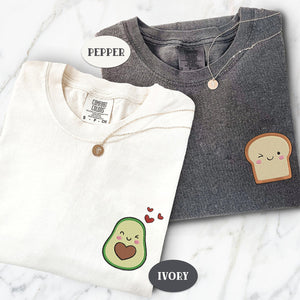 Custom Embroidered Avocado Toast Matching T-shirts for Couples