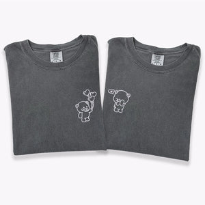 Custom Embroidered Bear Love Matching T-shirts for Couples