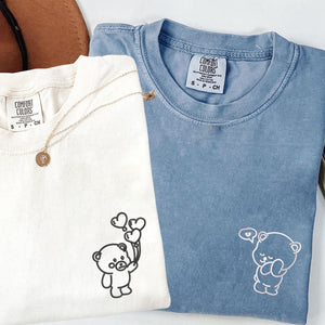 Custom Embroidered Bear Love Matching T-shirts for Couples