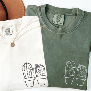 Custom Embroidered Cactus Matching T-shirts for Couples