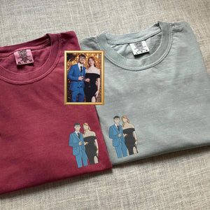 Custom Embroidered Capture Your Moment with Picture Matching T-shirts for Couples