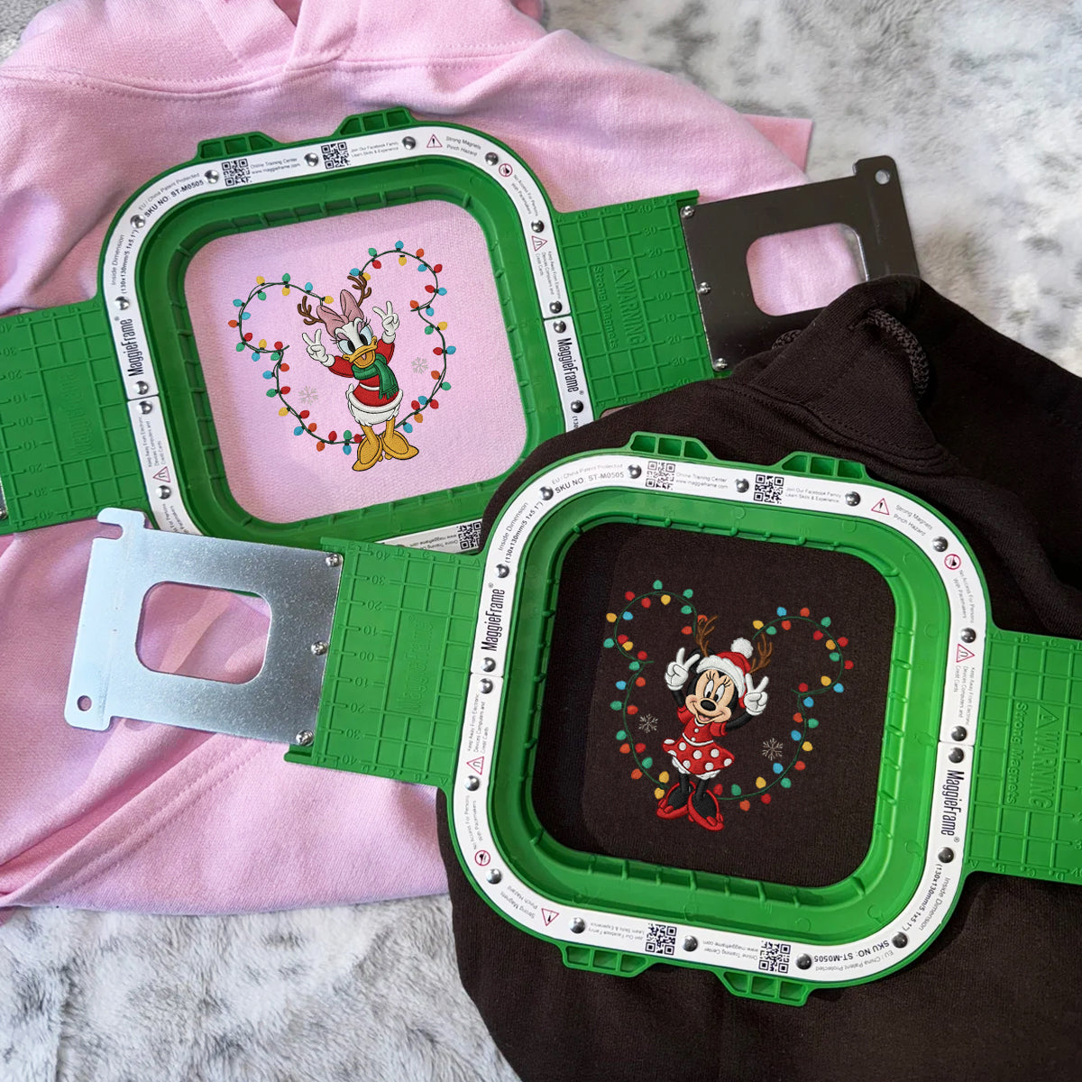 Custom Embroidered Cartoon Mouse & Duck Bestie Christmas Sweatshirt, Cozy Holiday Hoodie Matching for Couples