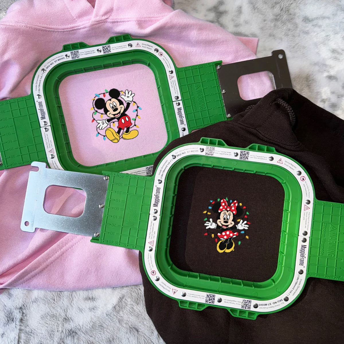 Custom Embroidered Cartoon Mouse Pair Christmas Hoodie, Cozy Winter Season Matching for Couples