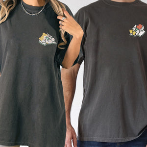 Custom Embroidered Cat x Cute Goose Matching T-shirts for Couples