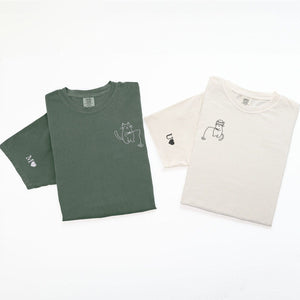 Custom Embroidered Cats Fishing Matching T-shirts for Couples