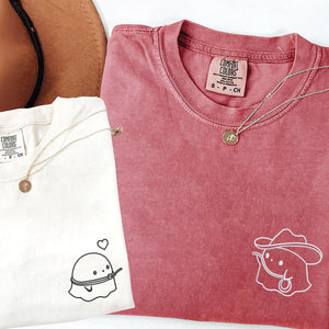 Custom Embroidered Cowboy Ghost Love Matching T-shirts for Couples
