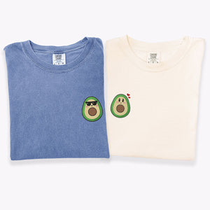 Custom Embroidered Cute Avocado Matching T-shirts for Couples