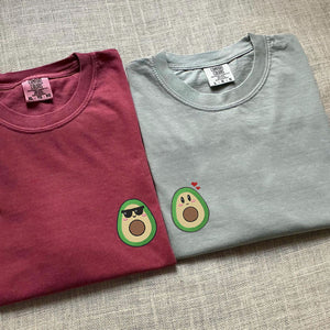 Custom Embroidered Cute Avocado Matching T-shirts for Couples