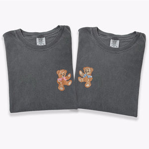 Custom Embroidered Cute Bear Matching T-shirts for Couples