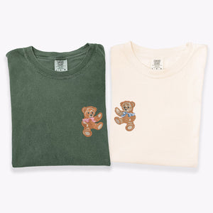 Custom Embroidered Cute Bear Matching T-shirts for Couples