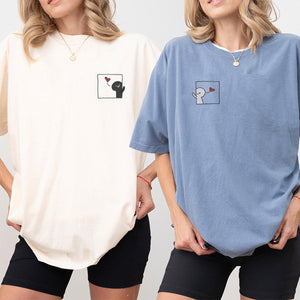 Custom Embroidered Cute Cartoon Matching T-shirts for Couples