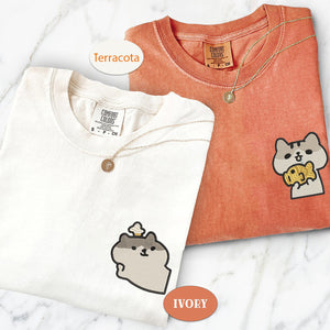 Custom Embroidered Cute Cat Matching T-shirts for Couples