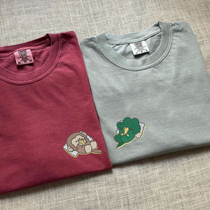 Custom Embroidered Cute Crocodile x Monkey Matching T-shirts for Couples