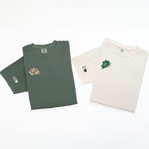 Custom Embroidered Cute Crocodile x Monkey Matching T-shirts for Couples