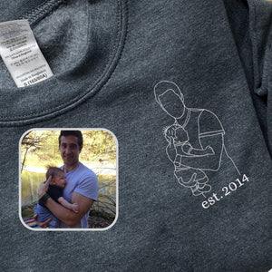 Custom Embroidered Dad Sweatshirt – Personalized Photo Sweatshirt, Perfect New Dad Gift