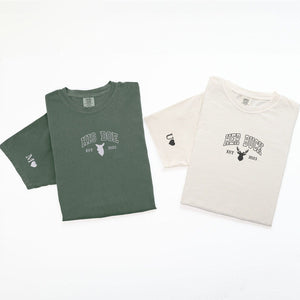 Custom Embroidered Doe Buck Est Year Matching T-shirts for Couples