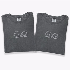 Custom Embroidered Elephant Love Matching T-shirts for Couples