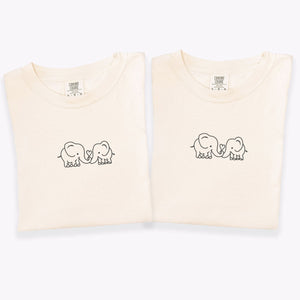 Custom Embroidered Elephant Love Matching T-shirts for Couples