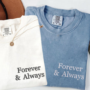 Custom Embroidered Forever and Always Matching T-shirts for Couples