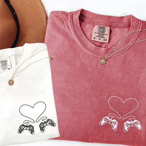 Custom Embroidered Gamer Controller Love Matching T-shirts for Couples