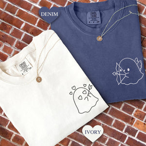 Custom Embroidered Ghost Angel Matching T-shirts for Couples