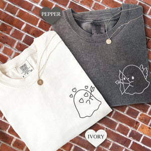 Custom Embroidered Ghost Angel Matching T-shirts for Couples