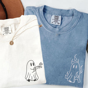 Custom Embroidered Ghost Firefighter Matching T-shirts for Couples